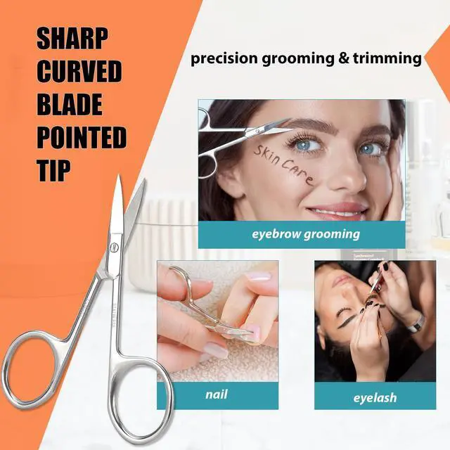 Alt view image 5 of 7 - Facial Hair Small Grooming Scissors For Men Women, 2PCS Silver