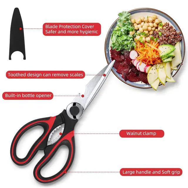 Alt view image 2 of 7 - Heavy Duty Kitchen Scissors 2-Pack, Ultra Sharp Stainless Steel Meat Shears for Spatchcocking Chicken, Poultry, Fish & Herbs, Dishwasher Safe Multi-purpose Cooking Scissors with Ergonomic Comfort Grip