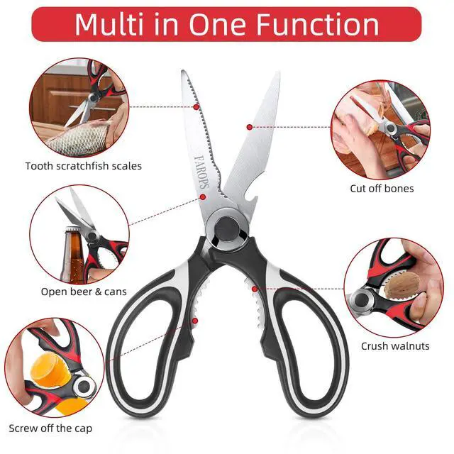 Alt view image 4 of 7 - Heavy Duty Kitchen Scissors 2-Pack, Ultra Sharp Stainless Steel Meat Shears for Spatchcocking Chicken, Poultry, Fish & Herbs, Dishwasher Safe Multi-purpose Cooking Scissors with Ergonomic Comfort Grip