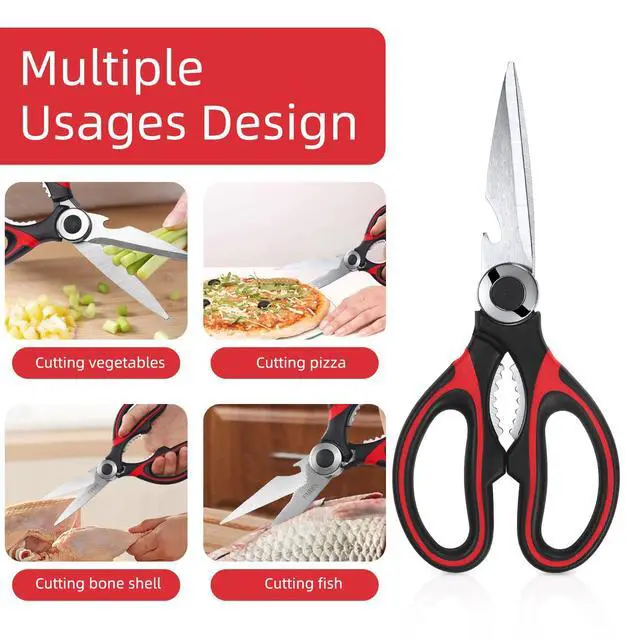 Alt view image 5 of 7 - Heavy Duty Kitchen Scissors 2-Pack, Ultra Sharp Stainless Steel Meat Shears for Spatchcocking Chicken, Poultry, Fish & Herbs, Dishwasher Safe Multi-purpose Cooking Scissors with Ergonomic Comfort Grip