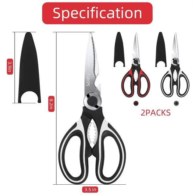 Alt view image 6 of 7 - Heavy Duty Kitchen Scissors 2-Pack, Ultra Sharp Stainless Steel Meat Shears for Spatchcocking Chicken, Poultry, Fish & Herbs, Dishwasher Safe Multi-purpose Cooking Scissors with Ergonomic Comfort Grip