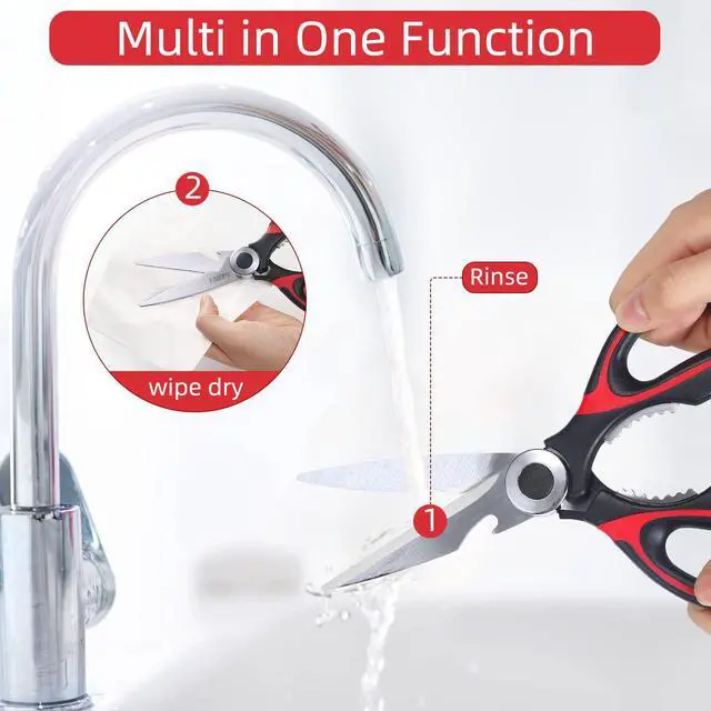 Alt view image 7 of 7 - Heavy Duty Kitchen Scissors 2-Pack, Ultra Sharp Stainless Steel Meat Shears for Spatchcocking Chicken, Poultry, Fish & Herbs, Dishwasher Safe Multi-purpose Cooking Scissors with Ergonomic Comfort Grip