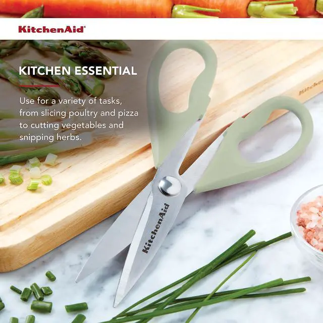 Alt view image 3 of 5 - All Purpose Kitchen Shears with Protective Sheath Durable Stainless Steel Scissors, Dishwasher Safe, Soft Grip Comfort Handle, 8.72 Inch, Pistachio