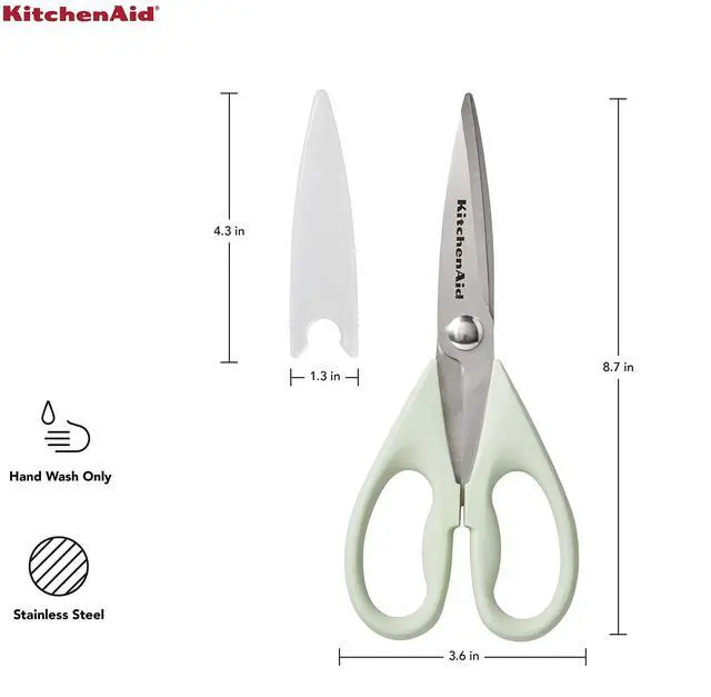 Alt view image 2 of 5 - All Purpose Kitchen Shears with Protective Sheath Durable Stainless Steel Scissors, Dishwasher Safe, Soft Grip Comfort Handle, 8.72 Inch, Pistachio