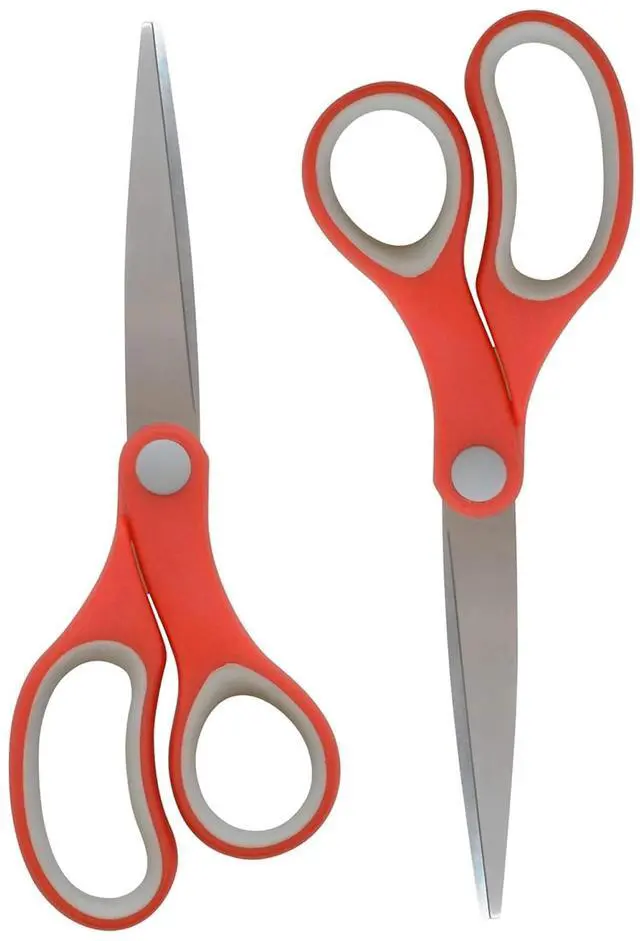 Main image of School Scissors for Kids Ages 12 and Up - Back to School Essentials and Classroom Supplies - 7-Inch Pointed Student Scissors - for Right- or Left-Handed Use - Red/Gray - 2 Pack