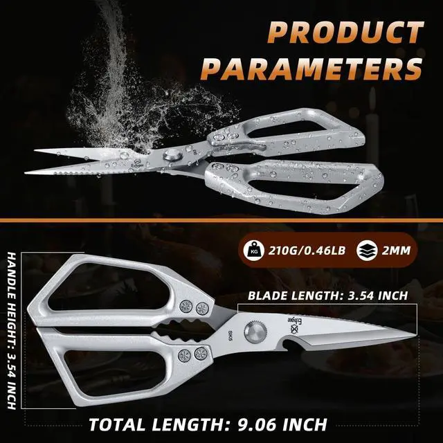 Alt view image 2 of 6 - Kitchen Scissors All Purpose - Heavy Duty Poultry Shears