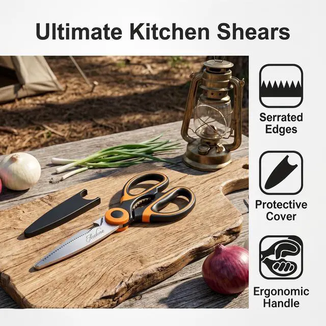 Alt view image 2 of 7 - Kitchen Shears,Premium Heavy Duty Shears Ultra Sharp Stainless Steel Multi-function Kitchen Scissors for Chicken/Poultry/Fish/Meat/Vegetables/Herbs/BBQ
