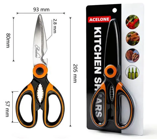 Alt view image 6 of 7 - Kitchen Shears,Premium Heavy Duty Shears Ultra Sharp Stainless Steel Multi-function Kitchen Scissors for Chicken/Poultry/Fish/Meat/Vegetables/Herbs/BBQ