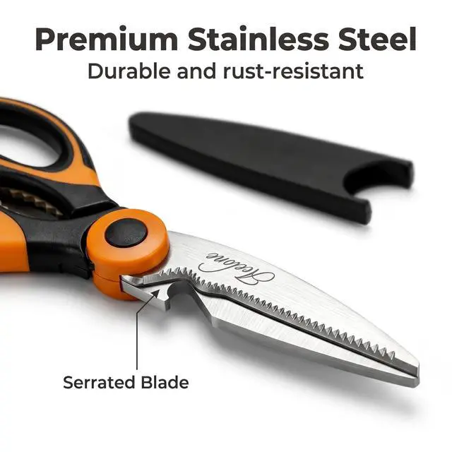 Alt view image 5 of 7 - Kitchen Shears,Premium Heavy Duty Shears Ultra Sharp Stainless Steel Multi-function Kitchen Scissors for Chicken/Poultry/Fish/Meat/Vegetables/Herbs/BBQ