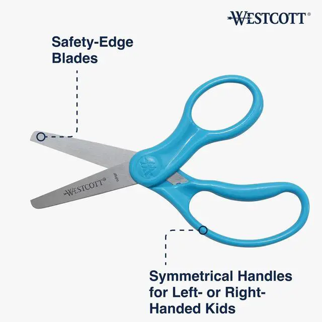 Alt view image 2 of 6 - 15968 Right- and Left-Handed Scissors, Classic Kids' Scissors, Back to School, Classroom Supplies, Ages 4-8, 5-Inch Blunt Tip, Neon Blue