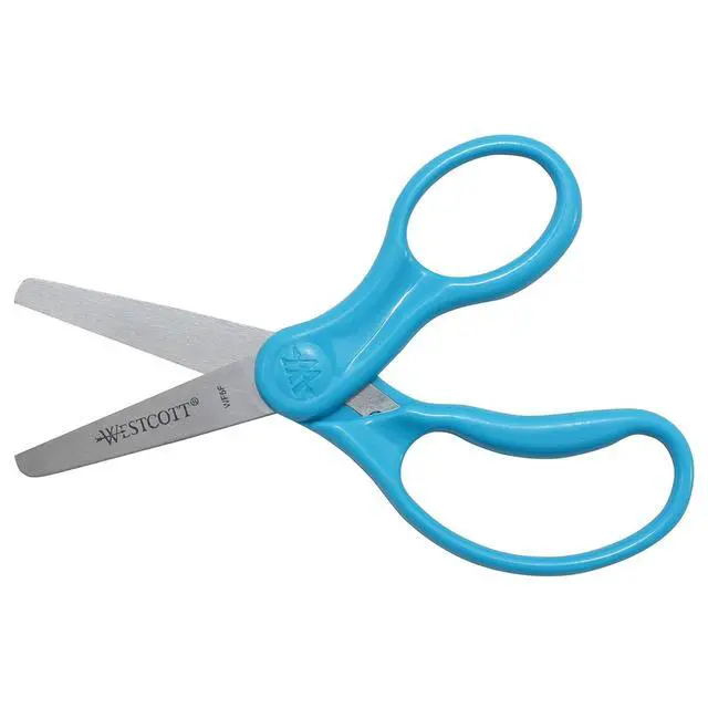 Alt view image 5 of 6 - 15968 Right- and Left-Handed Scissors, Classic Kids' Scissors, Back to School, Classroom Supplies, Ages 4-8, 5-Inch Blunt Tip, Neon Blue