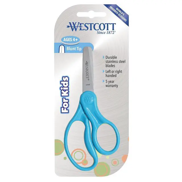 Alt view image 6 of 6 - 15968 Right- and Left-Handed Scissors, Classic Kids' Scissors, Back to School, Classroom Supplies, Ages 4-8, 5-Inch Blunt Tip, Neon Blue