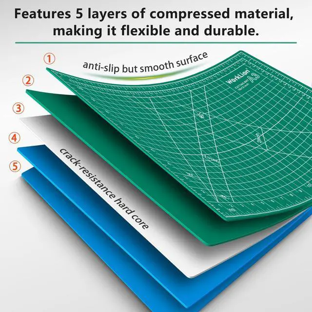 Alt view image 4 of 6 - Full 9" x 12" Art Self Healing PVC Cutting Mat, Double Sided, Gridded Rotary Cutting Board for Craft, Fabric, Quilting, Sewing, Scrapbooking Project