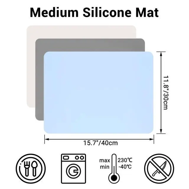 Alt view image 2 of 6 - Silicone Crafts Mat, Silicone Sheets for Crafts, Painting, Nail Arts, Clay, Resin Jewelry Casting Molds Mat, Table Pad Placemat, Nonstick Nonslip, Gray & Beige & Light Blue (15.7x11.8 inch)