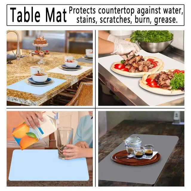 Alt view image 5 of 6 - Silicone Crafts Mat, Silicone Sheets for Crafts, Painting, Nail Arts, Clay, Resin Jewelry Casting Molds Mat, Table Pad Placemat, Nonstick Nonslip, Gray & Beige & Light Blue (15.7x11.8 inch)