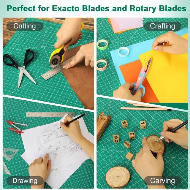 Alt view image 6 of 7 - Density-upgraded 9"x12" Self Healing Cutting Mat, Idemeet Rotary Sewing Mat for Crafts, 5-Ply Blade Table Protector Cut Board for Fabric Leather Cutting Quilting Modeling Hobby Project, A4, Green