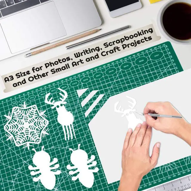 Alt view image 3 of 7 - Self Healing Sewing Mat, 12inch x 18inch Rotary Cutting Mat Double Sided 5-Ply Craft Cutting Board for Sewing Crafts Hobby Fabric Precision Scrapbooking Project