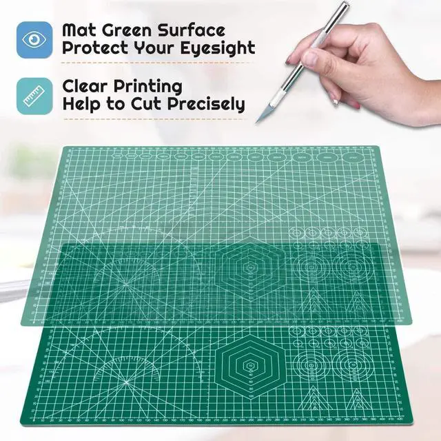 Alt view image 4 of 7 - Self Healing Sewing Mat, 12inch x 18inch Rotary Cutting Mat Double Sided 5-Ply Craft Cutting Board for Sewing Crafts Hobby Fabric Precision Scrapbooking Project