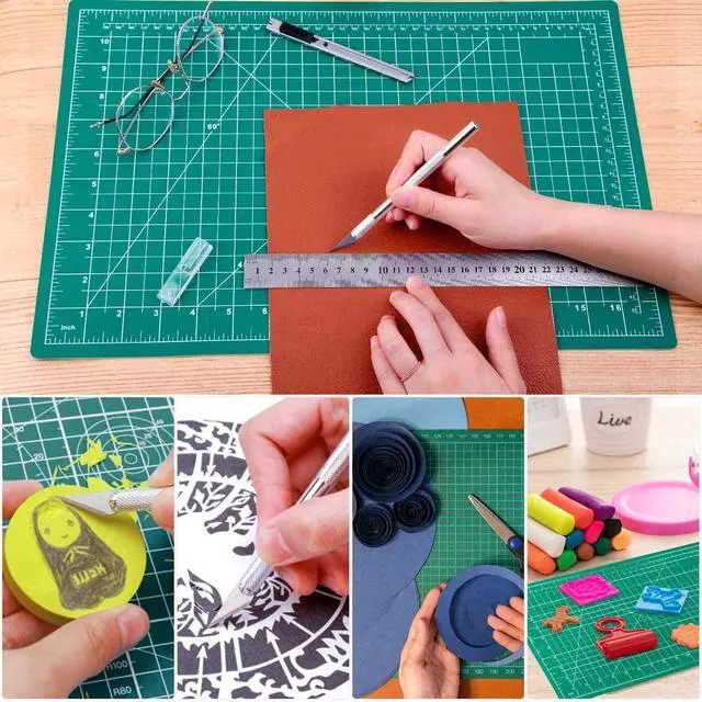 Alt view image 7 of 7 - Self Healing Sewing Mat, 12inch x 18inch Rotary Cutting Mat Double Sided 5-Ply Craft Cutting Board for Sewing Crafts Hobby Fabric Precision Scrapbooking Project