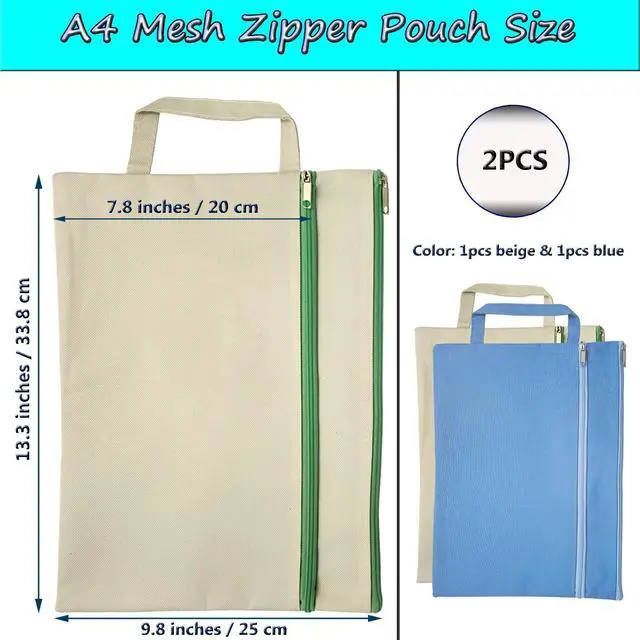 Alt view image 2 of 7 - A4 Mesh Zipper Pouch, Waterproof File Bag with Handle,Foldable Document Organizer for School, Office, Travel - Durable Folder with Puzzle Project/Cross Stitch (2)