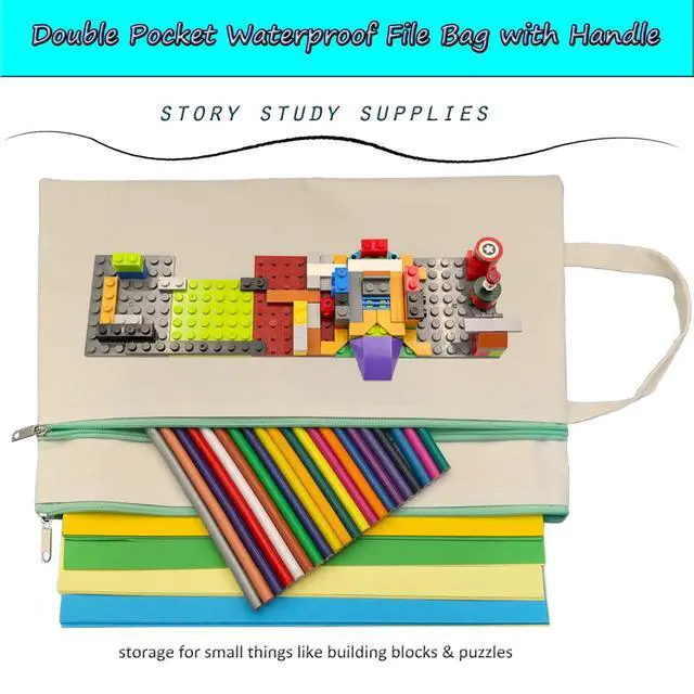 Alt view image 3 of 7 - A4 Mesh Zipper Pouch, Waterproof File Bag with Handle,Foldable Document Organizer for School, Office, Travel - Durable Folder with Puzzle Project/Cross Stitch (2)