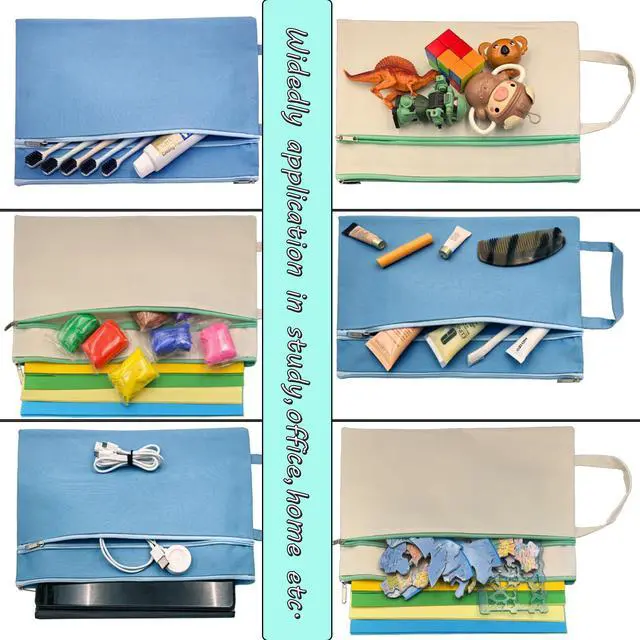 Alt view image 7 of 7 - A4 Mesh Zipper Pouch, Waterproof File Bag with Handle,Foldable Document Organizer for School, Office, Travel - Durable Folder with Puzzle Project/Cross Stitch (2)