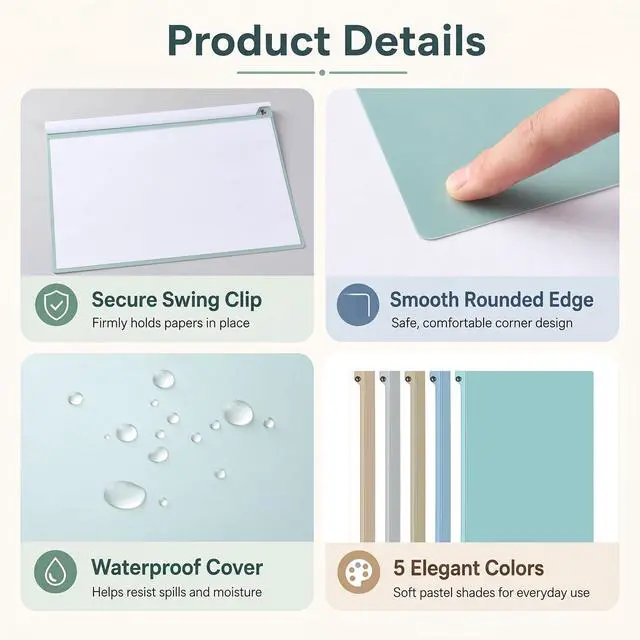 Alt view image 3 of 6 - 5 Pack Report Covers with Sliding Bar Report Folders with Clear Cover Presentation Folder for A4 Paper Clear Reports Covers Binder 30 Sheet Capacity for Office School Business