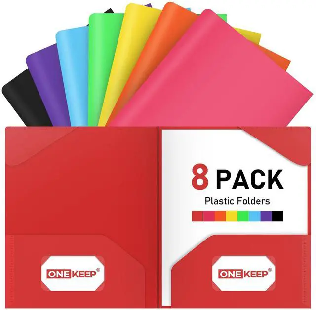 Main image of 8 Pack Plastic folders with Pockets 2-Pocket Document Folders
