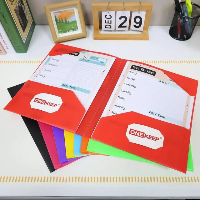Alt view image 5 of 7 - 8 Pack Plastic folders with Pockets 2-Pocket Document Folders