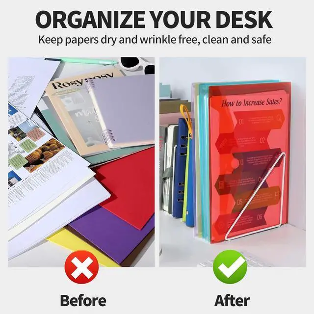 Alt view image 3 of 7 - Plastic File Folders for Documents, 6 PCS Plastic Envelopes, Reusable Clear File Folders File Bags Document Holder, A4 Size