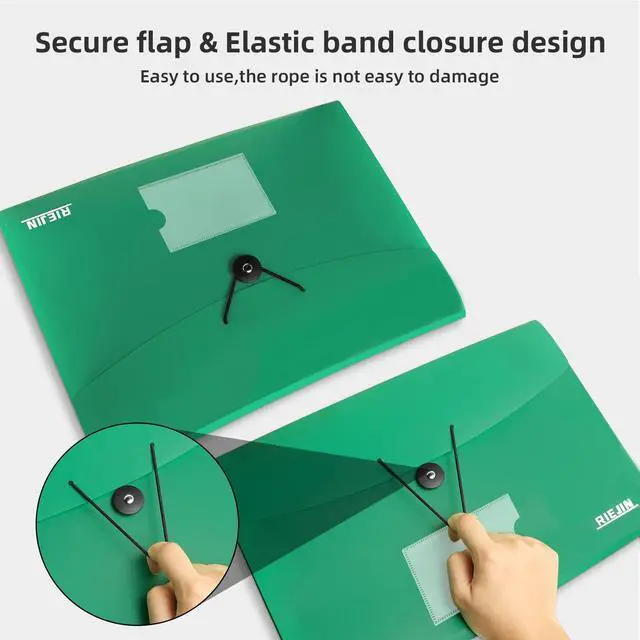 Alt view image 5 of 7 - Accordian File Organizer 7 Pocket Expanding File Folder with Labels, Plastic Expandable File Folder for Documents Letter Size A4 Papers - Green