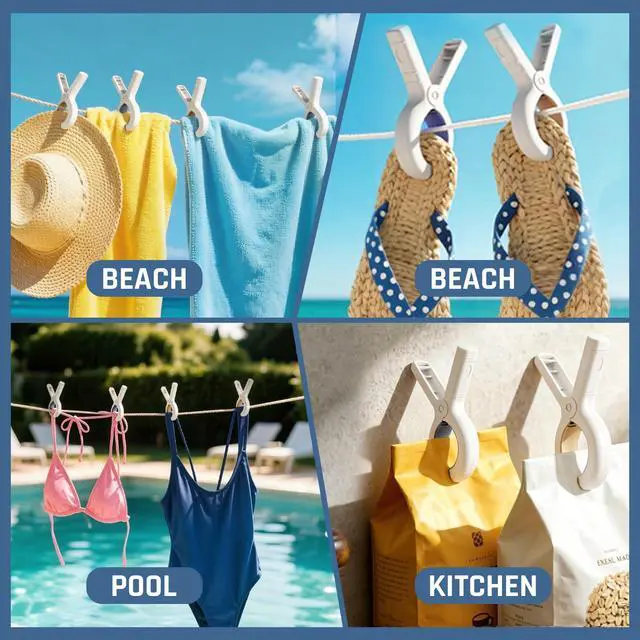 Alt view image 7 of 7 - Extra Large Beach Towel Clips - 8 Pack 5.1 Inch Chair Clips Heavy Duty