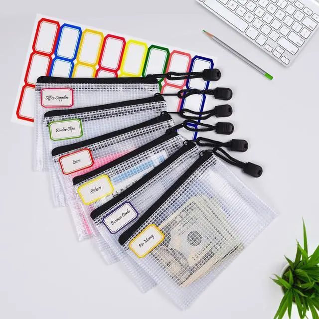 Alt view image 2 of 7 - 12 Pcs Plastic Mesh Zip File Bags, B8 Waterproof Tear-Resistant File Folder