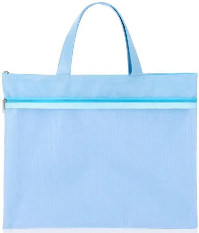 Main image of Mesh Zipper Pouch with Handle - Reusable Double Pocket File Bag