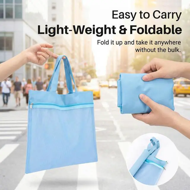 Alt view image 3 of 7 - Mesh Zipper Pouch with Handle - Reusable Double Pocket File Bag