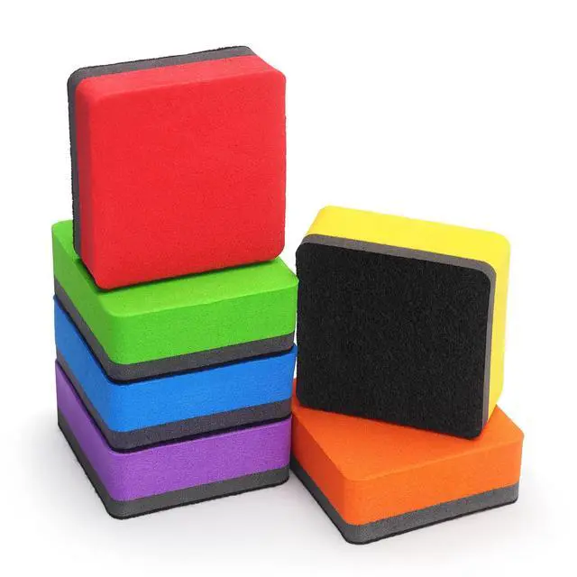 Alt view image 3 of 7 - 6 Pack Magnetic Dry Eraser Erasers 4.2'' x 2.2'', Square