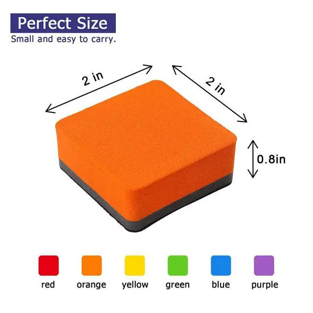 Alt view image 2 of 7 - 6 Pack Magnetic Dry Eraser Erasers 4.2'' x 2.2'', Square