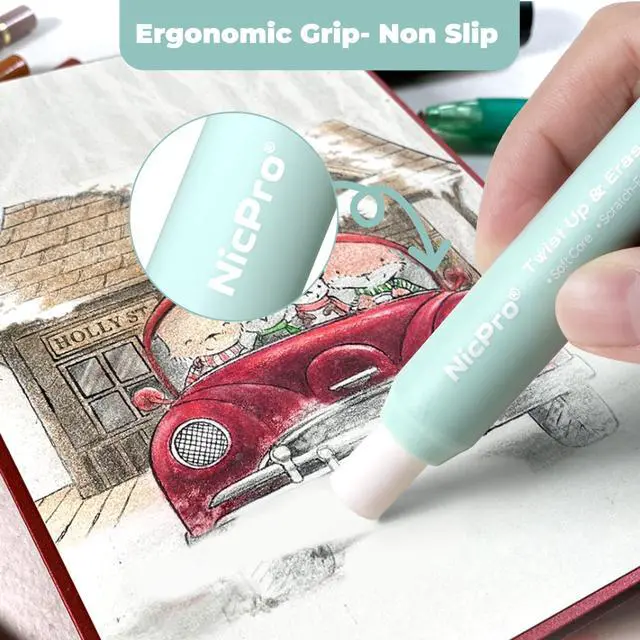 Alt view image 3 of 7 - 6 Pack Rotary Retractable Erasers, Soft TPE Rubber Twist Eraser