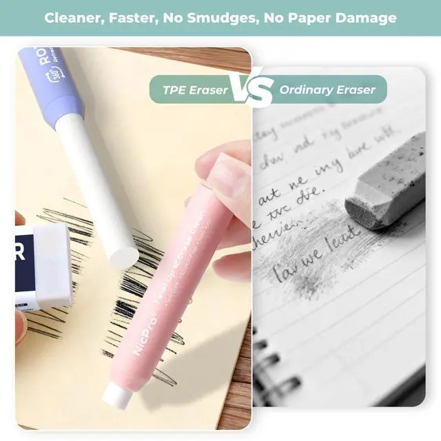 Alt view image 6 of 7 - 6 Pack Rotary Retractable Erasers, Soft TPE Rubber Twist Eraser