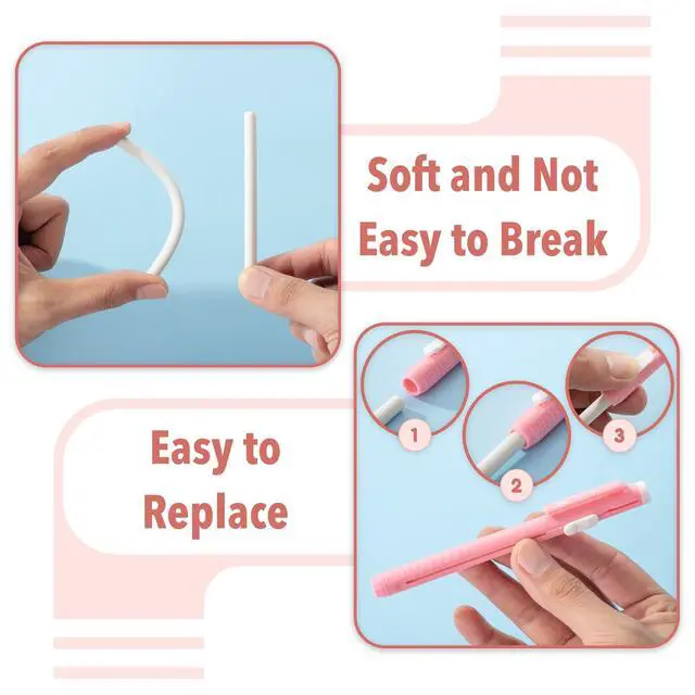 Alt view image 4 of 7 - Retractable Mechanical Eraser Pens, 6 Pack, Pastel Colors | Latex-Free Precision Pencil Erasers for Artists, Students, Drawing, Sketching & Drafting