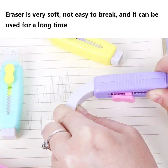 Alt view image 3 of 7 - 8 Pcs Creative Retractable Pencil Erasers with Brush, Colored Push-Pull Rubber Eraser for Students Kids School Office Pencils Painting Drawing Gift Supplies