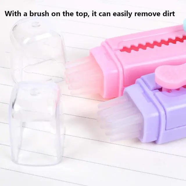 Alt view image 5 of 7 - 8 Pcs Creative Retractable Pencil Erasers with Brush, Colored Push-Pull Rubber Eraser for Students Kids School Office Pencils Painting Drawing Gift Supplies