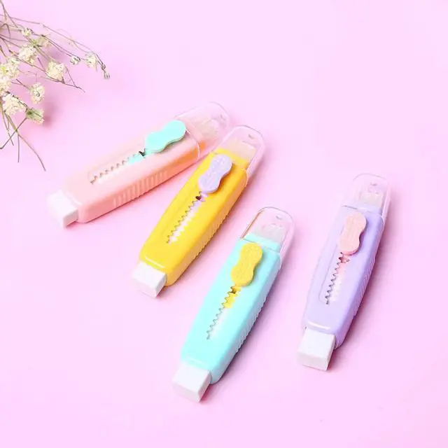 Alt view image 6 of 7 - 8 Pcs Creative Retractable Pencil Erasers with Brush, Colored Push-Pull Rubber Eraser for Students Kids School Office Pencils Painting Drawing Gift Supplies