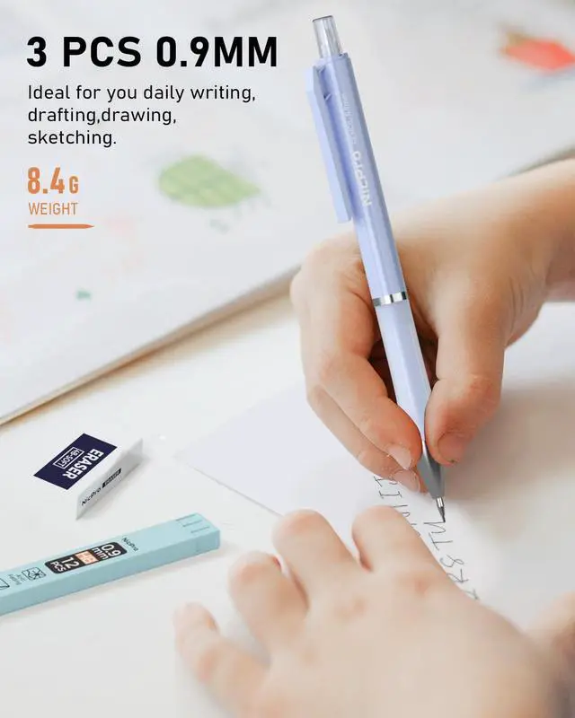 Alt view image 6 of 6 - 3PCS Pastel Mechanical Pencil Set, 0.9 Mechanical Pencil