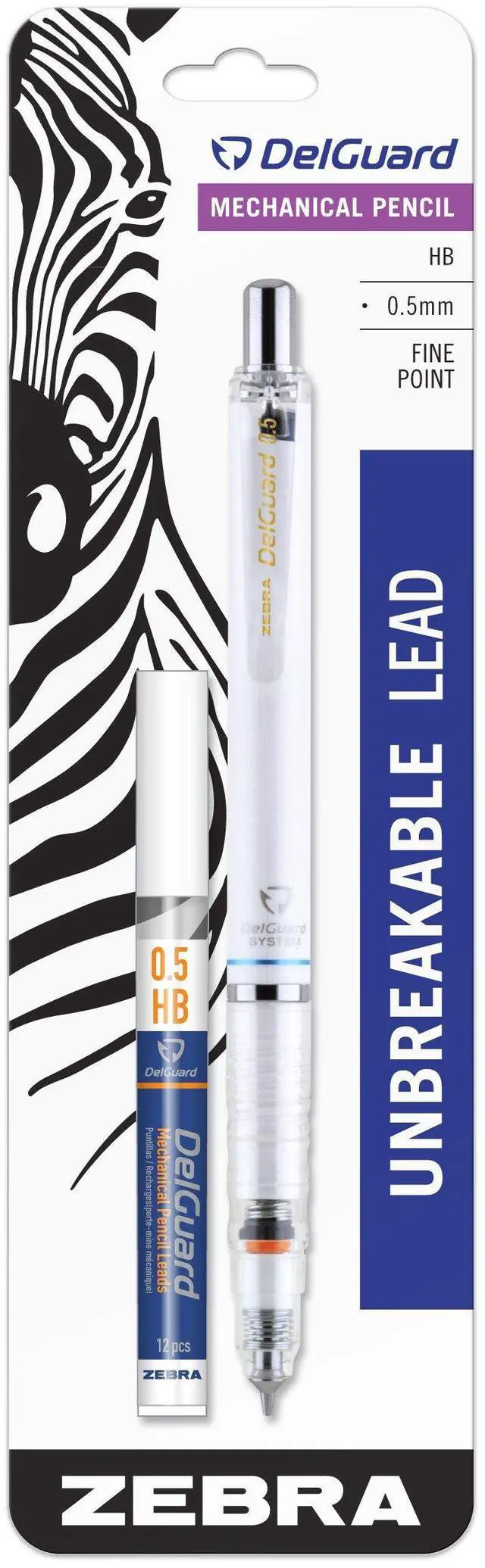 Main image of DelGuard White Barrel Mechanical Pencil, 0.5mm, Fine Point, 1-Pk