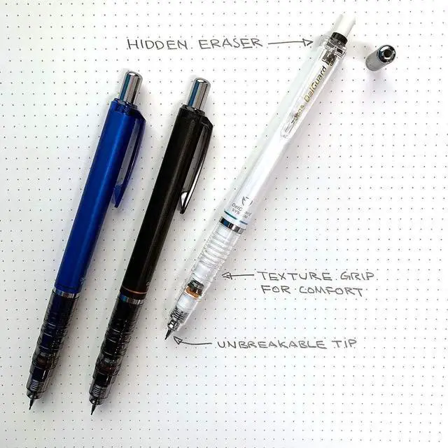 Alt view image 5 of 6 - DelGuard White Barrel Mechanical Pencil, 0.5mm, Fine Point, 1-Pk