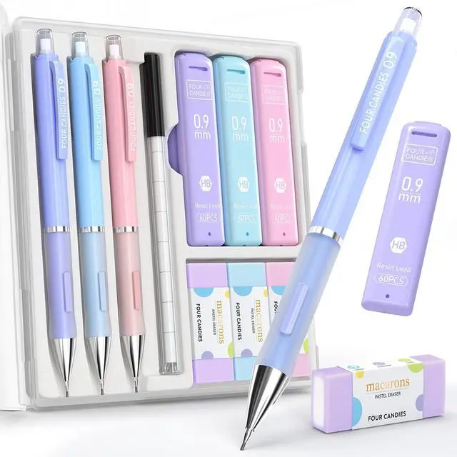Main image of 0.9mm Cute Mechanical Pencil Set, 3-Pack with Case