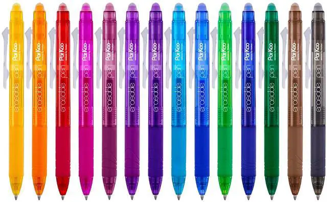 Main image of Erasable Gel Pens Clicker, 14 Classic Colors, 0.7mm Fine Point Pens