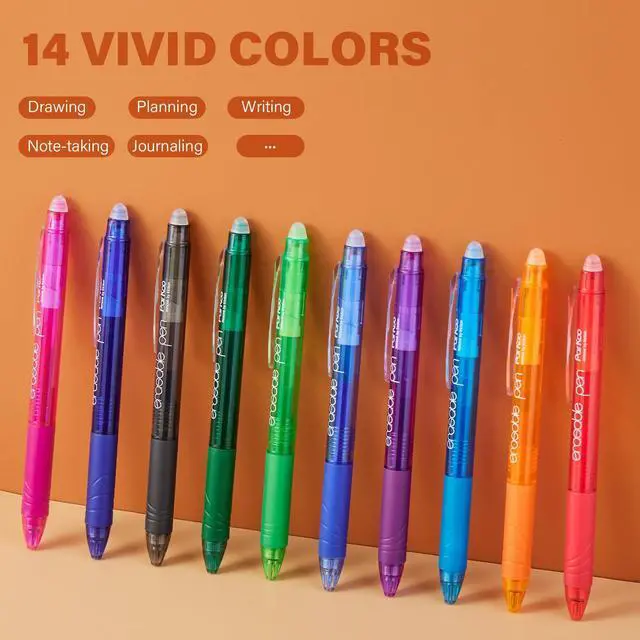 Alt view image 5 of 7 - Erasable Gel Pens Clicker, 14 Classic Colors, 0.7mm Fine Point Pens