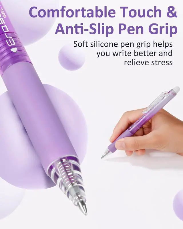 Alt view image 4 of 7 - 12 Colors Erasable Gel Pens, Fine Point 0.7mm Colored Erasable Pens